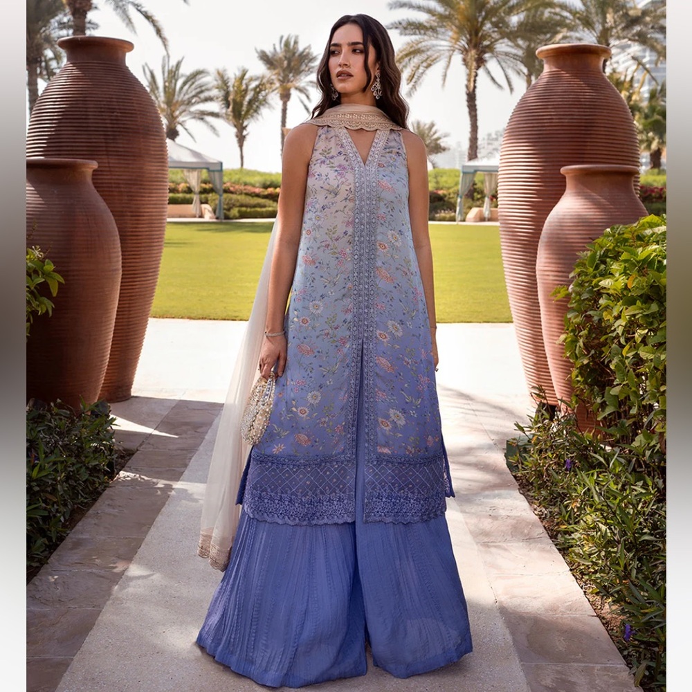 Pakistani Lehenga Outfit (silk shirt, sharara, dupatta)